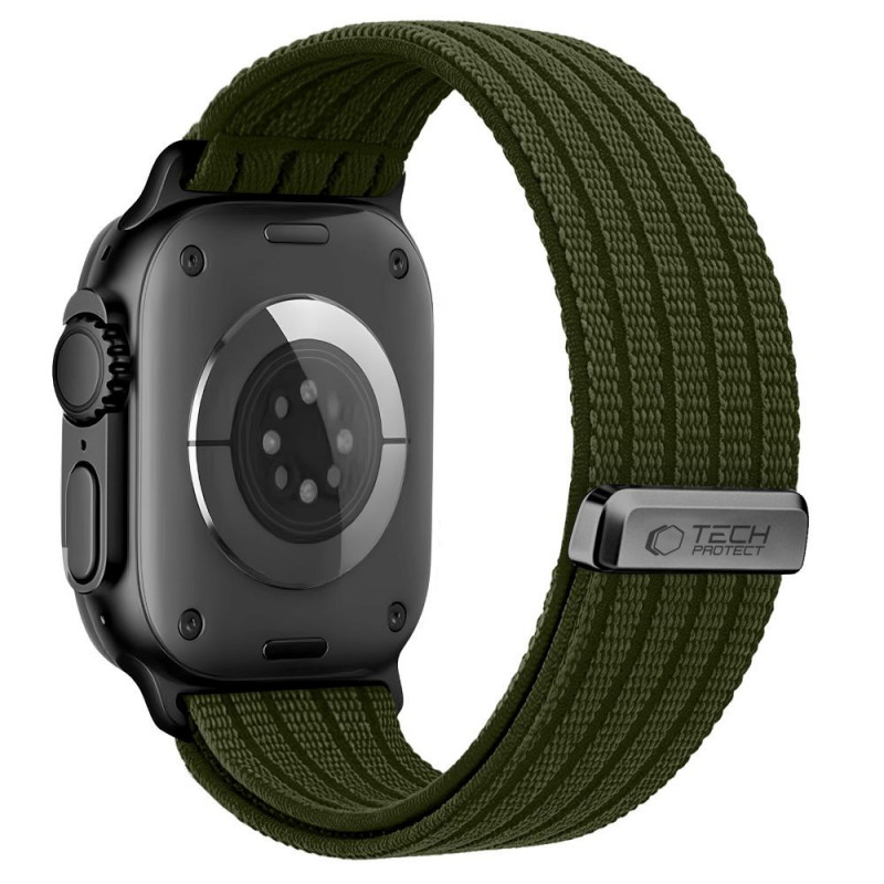 Tech-Protect Nylon Sport dirželis, skirtas Apple Watch 44/45/46/49 mm, tamsiai žalias