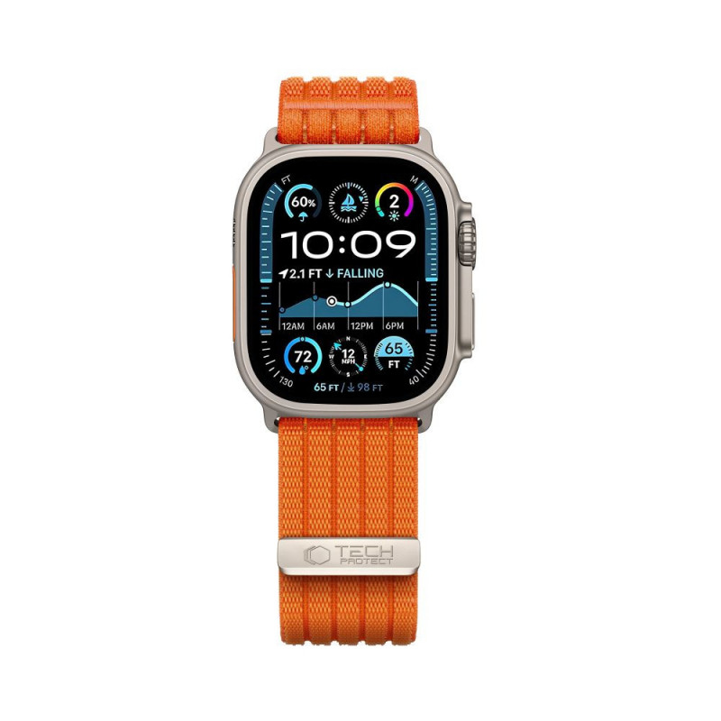 Tech-Protect Nylon Sport dirželis, skirtas Apple Watch 44/45/46/49 mm, oranžinis