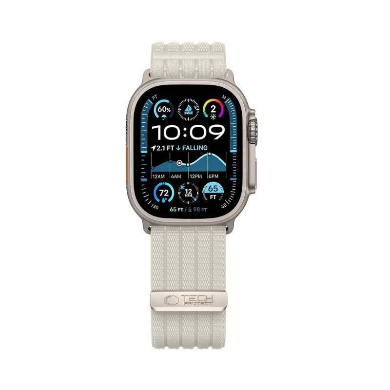 Tech-Protect Nylon Sport dirželis Apple Watch 8 / 9 / 10 / 11 / SE / Ultra 44 / 45 / 46 / 49 mm laikrodžiams, Starlight
