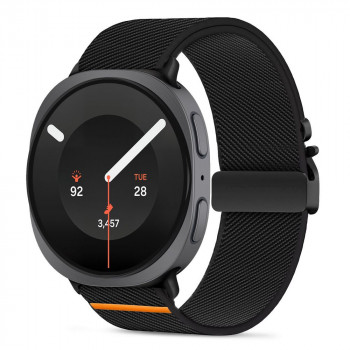 Tech-Protect Nylon Clasp laikrodžio dirželis, skirtas Samsung Galaxy Watch 8 / 9 / Classic 40 / 44 / 46 mm, juodas