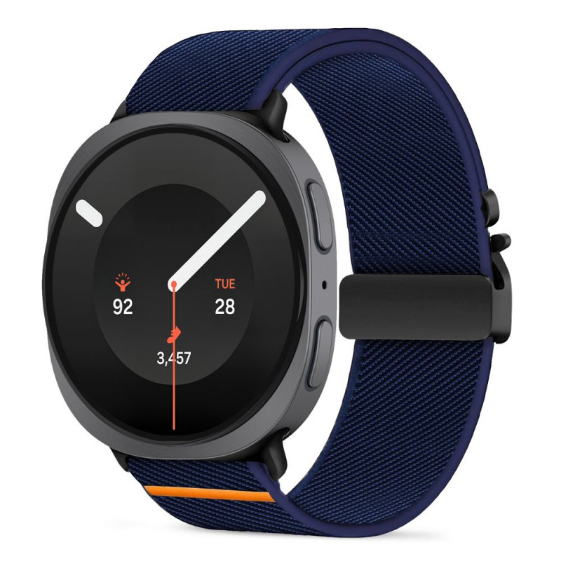 Tech-Protect Nylon Clasp laikrodžio dirželis, skirtas Samsung Galaxy Watch 8 / 9 / Classic 40 / 44 / 46 mm, tamsiai mėlynas