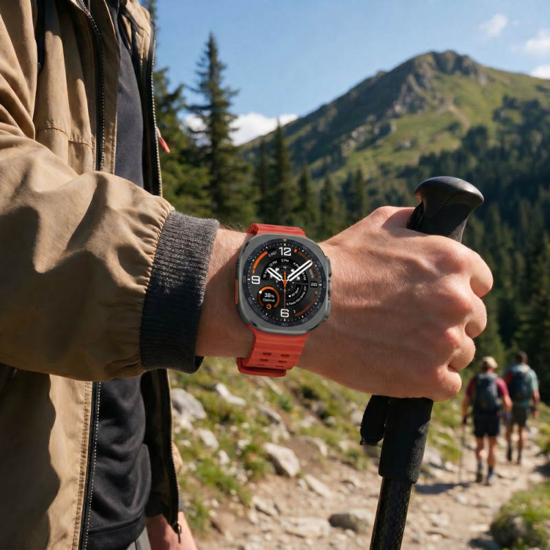 Tech-Protect Iconband Pro laikrodžio dirželis, skirtas Samsung Galaxy Watch Ultra 1 / 2 2024-2026 47 mm, tamsiai raudonas