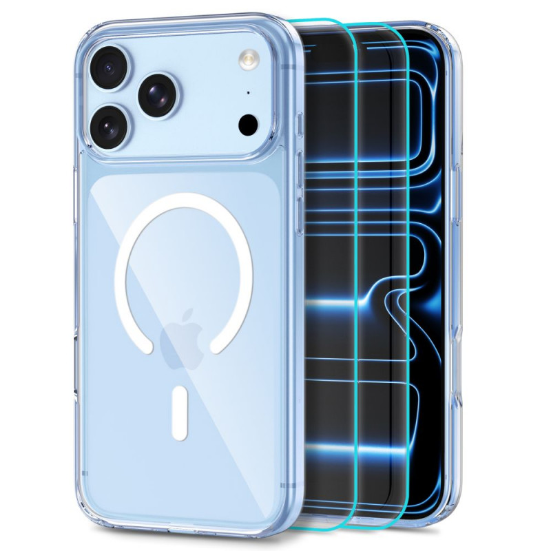 Tech-Protect FlexAir Hybrid MagSafe dėklas su grūdintu stiklu (2 vnt.) telefonui Apple iPhone 17 Pro Max / 18 Pro Max, skaidrus
