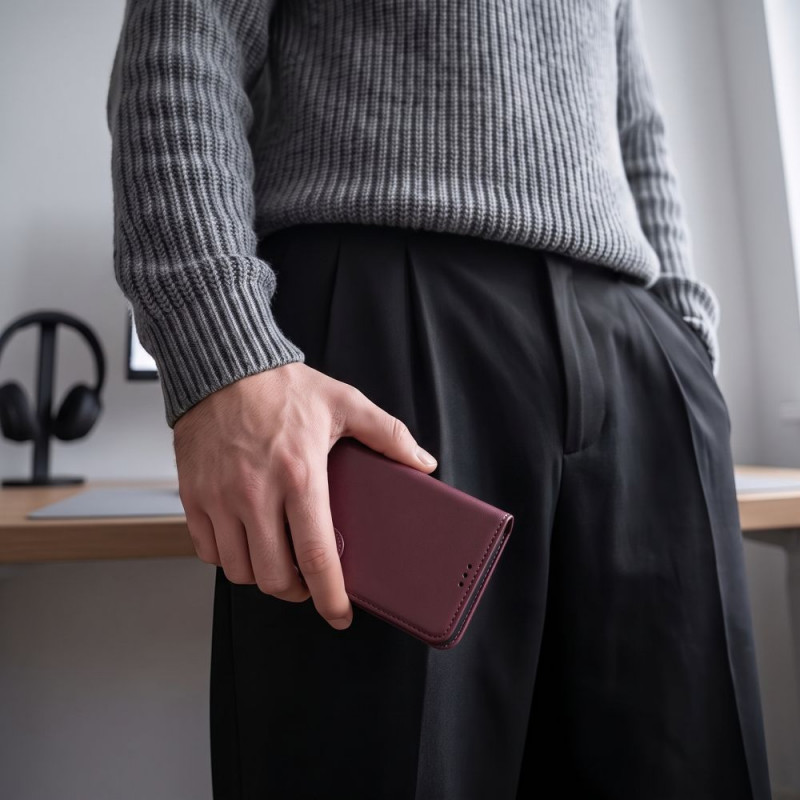 Tech-Protect Wallet dėklas, skirtas Xiaomi Redmi Note 17 Pro 5G, bordo spalvos