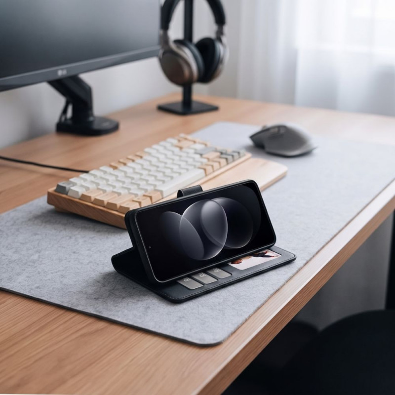 Tech-Protect Wallet dėklas, skirtas Xiaomi Redmi Note 17 Pro Max 5G, matinis juodas