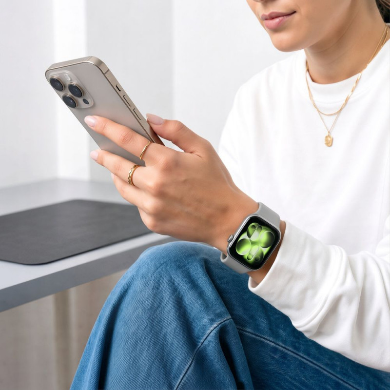 Tech-Protect Silicone dirželis, skirtas Apple Watch 8/9/10/11/12/SE 40/41/42 mm, pilkas