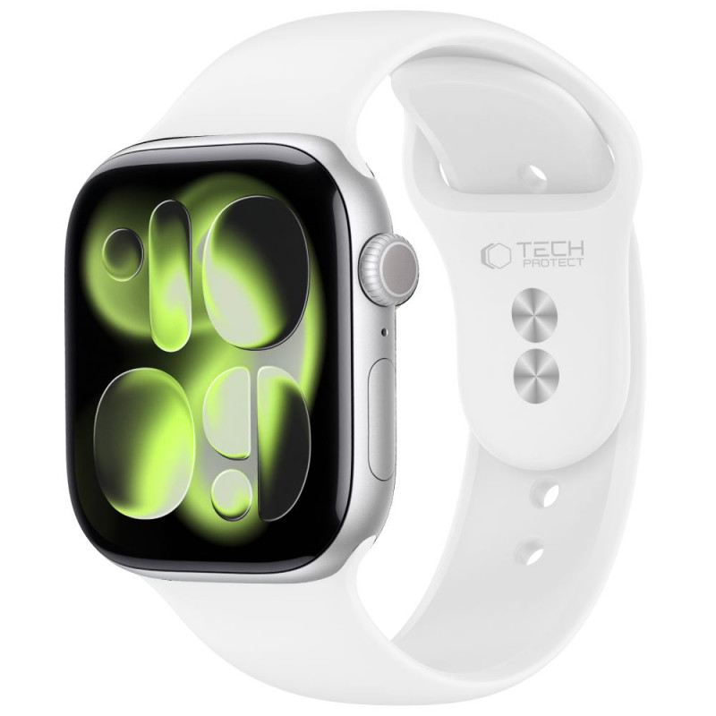 Tech-Protect Silicone dirželis, skirtas Apple Watch 8/9/10/11/12/SE 40/41/42 mm, baltas