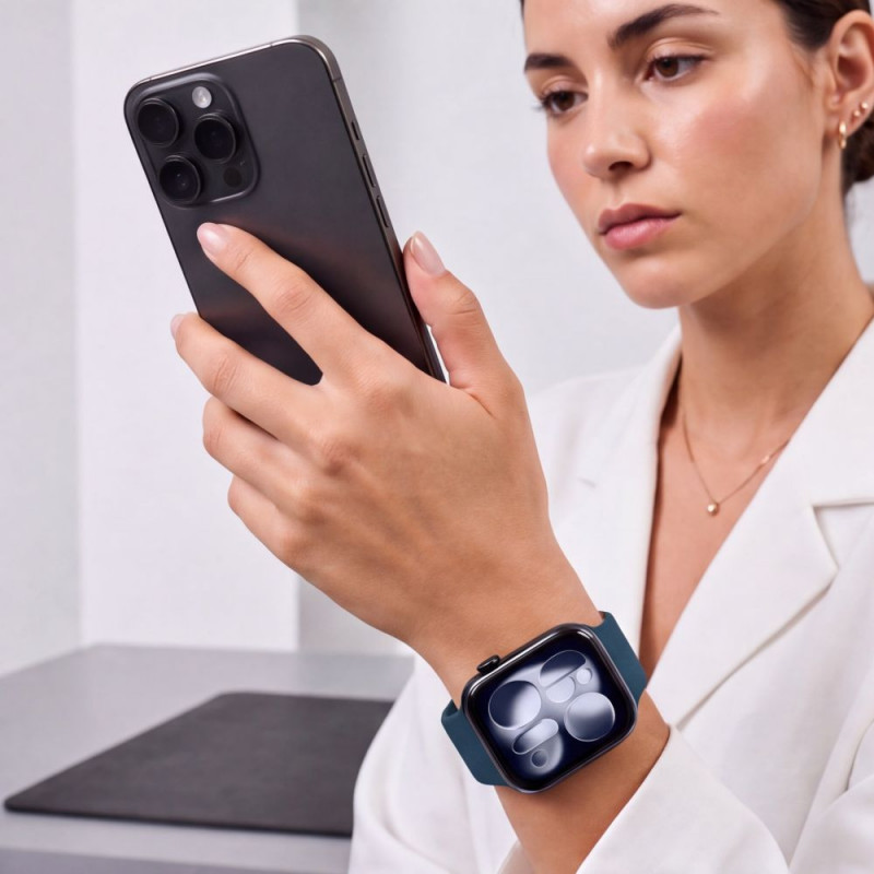 Tech-Protect Silicone dirželis, skirtas Apple Watch 8/9/10/11/12/SE 40/41/42 mm, tamsiai mėlynas