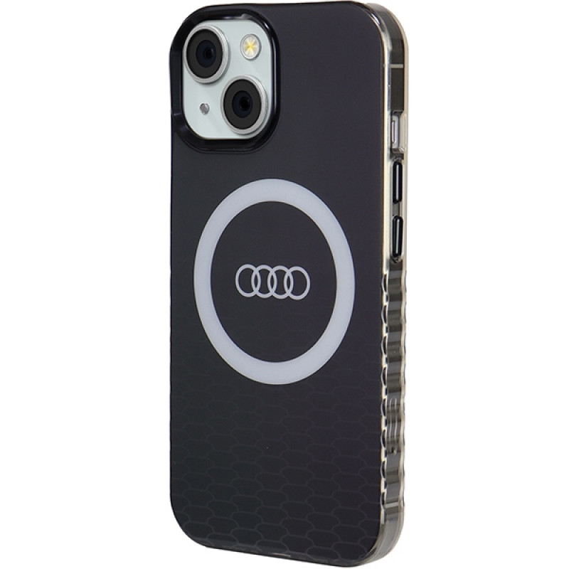 Audi IML Big Logo MagSafe dėklas iPhone 15 / 14 / 13, juodas (AUDI000075)