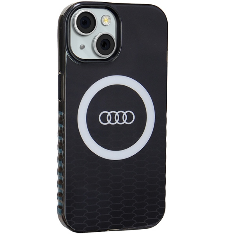 Audi IML Big Logo MagSafe dėklas iPhone 15 / 14 / 13, juodas (AUDI000075)