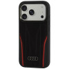 Audi R8 Genuine Leather MagSafe dėklas iš natūralios odos iPhone 18 Pro / 17 Pro, juodas su raudonu (AUDI000239)