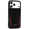 Audi R8 Genuine Leather MagSafe dėklas iš natūralios odos iPhone 18 Pro Max / 17 Pro Max, juodas su raudonu (AUDI000240)