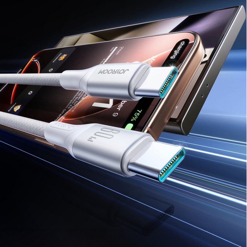 Joyroom Flash Series S-A28 USB-C - USB-C kabelis, 60 W, 480 Mbps, 1 m, baltas
