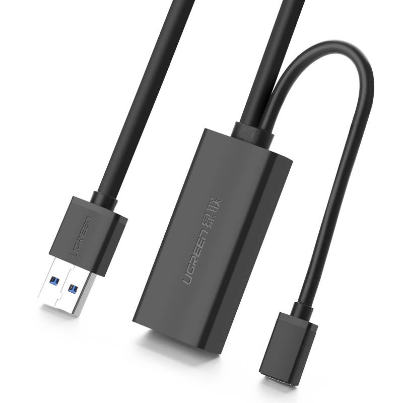 UGREEN US175 USB 3.0 ilginamasis kabelis su micro USB maitinimo prievadu, 5 m, juodas