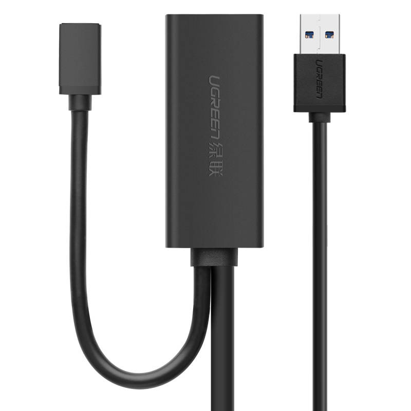 UGREEN US175 USB 3.0 ilginamasis kabelis su micro USB maitinimo prievadu, 5 m, juodas