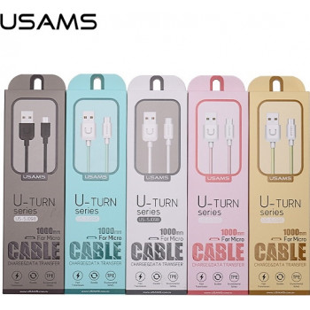 USAMS US-SJ098 U-Turn Micro USB – USB kabelis, 2 A, 1 m, juodas