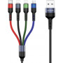 USAMS U26 SJ413USB01 (US-SJ413) 4 viename pintas nailoninis kabelis, 3 m, 2 A (2x Lightning/microUSB/USB-C)