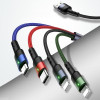 USAMS U26 SJ413USB01 (US-SJ413) 4 viename pintas nailoninis kabelis, 3 m, 2 A (2x Lightning/microUSB/USB-C)