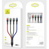 USAMS U26 SJ413USB01 (US-SJ413) 4 viename pintas nailoninis kabelis, 3 m, 2 A (2x Lightning/microUSB/USB-C)