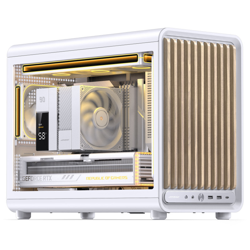 Jonsbo D33 Wood kompiuterio korpusas, mažas korpusas, mATX, grūdintas stiklas, baltas, mediena (D33 WD/WHITE)