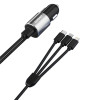 Dudao R5ProN automobilinis įkroviklis su integruotu 3 viename laidu (Lightning / USB-C / micro USB), 3,4 A, 1 m, juodas