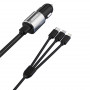 Dudao R5ProN automobilinis įkroviklis su integruotu 3 viename laidu (Lightning / USB-C / micro USB), 3,4 A, 1 m, juodas