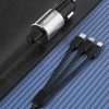 Dudao R5ProN automobilinis įkroviklis su integruotu 3 viename laidu (Lightning / USB-C / micro USB), 3,4 A, 1 m, juodas