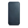 iCarer CE Oil Wax Premium Leather Folio Case magnetinis atverčiamas dėklas, skirtas iPhone 14 Plus, MagSafe, mėlynas (AKI14220707-BU)