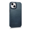 iCarer CE Oil Wax Premium Leather Folio Case magnetinis atverčiamas dėklas, skirtas iPhone 14 Plus, MagSafe, mėlynas (AKI14220707-BU)
