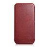 iCarer CE Oil Wax Premium Leather Folio Case magnetinis atverčiamas dėklas, skirtas iPhone 14 Plus, MagSafe, raudonas (AKI14220707-RD)
