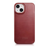 iCarer CE Oil Wax Premium Leather Folio Case magnetinis atverčiamas dėklas, skirtas iPhone 14 Plus, MagSafe, raudonas (AKI14220707-RD)
