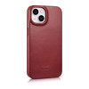 iCarer CE Oil Wax Premium Leather Folio Case magnetinis atverčiamas dėklas, skirtas iPhone 14 Plus, MagSafe, raudonas (AKI14220707-RD)