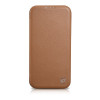 iCarer CE Premium Leather Folio Case magnetinis atverčiamas dėklas, skirtas iPhone 14 Plus, MagSafe, rudas (WMI14220715-BN)