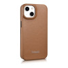 iCarer CE Premium Leather Folio Case magnetinis atverčiamas dėklas, skirtas iPhone 14 Plus, MagSafe, rudas (WMI14220715-BN)