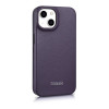 iCarer CE Premium Leather Folio Case magnetinis atverčiamas dėklas, skirtas iPhone 14 Plus, MagSafe, tamsiai violetinis (WMI14220715-DP)