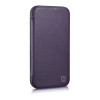 iCarer CE Premium Leather Folio Case magnetinis atverčiamas dėklas, skirtas iPhone 14 Plus, MagSafe, tamsiai violetinis (WMI14220715-DP)
