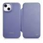 iCarer CE Premium Leather Folio Case odinis dėklas, skirtas Apple iPhone 14 Plus / 15 Plus, MagSafe, šviesiai violetinis (ICR413)