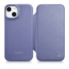 iCarer CE Premium Leather Folio Case odinis dėklas, skirtas Apple iPhone 14 Plus / 15 Plus, MagSafe, šviesiai violetinis (ICR413)