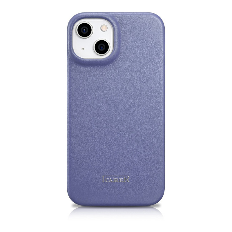 iCarer CE Premium Leather Folio Case odinis dėklas, skirtas Apple iPhone 14 Plus / 15 Plus, MagSafe, šviesiai violetinis (ICR413)