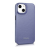 iCarer CE Premium Leather Folio Case odinis dėklas, skirtas Apple iPhone 14 Plus / 15 Plus, MagSafe, šviesiai violetinis (ICR413)