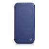 iCarer CE Premium Leather Folio Case magnetinis atverčiamas dėklas, skirtas iPhone 14 Plus, MagSafe, mėlynas (WMI14220715-BU)