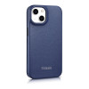 iCarer CE Premium Leather Folio Case magnetinis atverčiamas dėklas, skirtas iPhone 14 Plus, MagSafe, mėlynas (WMI14220715-BU)