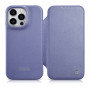 iCarer CE Premium Leather Folio Case odinis dėklas, skirtas Apple iPhone 14 Pro Max, MagSafe, šviesiai violetinis (ICR419)