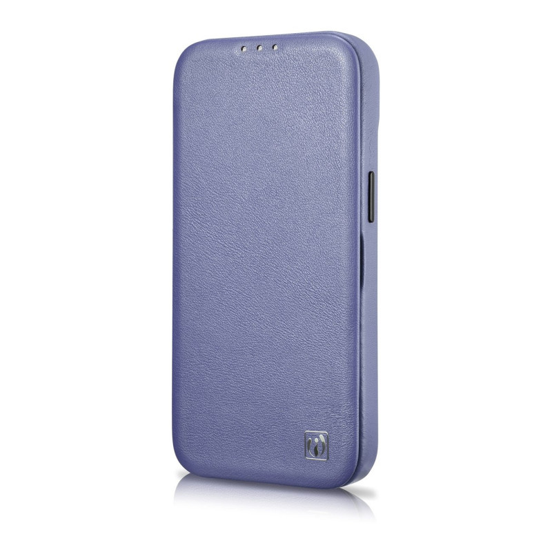 iCarer CE Premium Leather Folio Case odinis dėklas, skirtas Apple iPhone 14 Pro Max, MagSafe, šviesiai violetinis (ICR419)