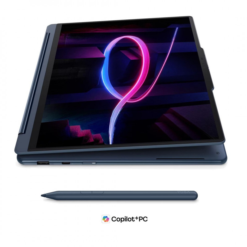 Lenovo Yoga 9i 2-in-1 Aura Edition 14IPH11 83SE001XPB nešiojamasis kompiuteris, 14" 2,8K OLED jutiklinis ekranas, Intel Core Ultra 7 355, 32 GB RAM, 512 GB SSD, mėlynas