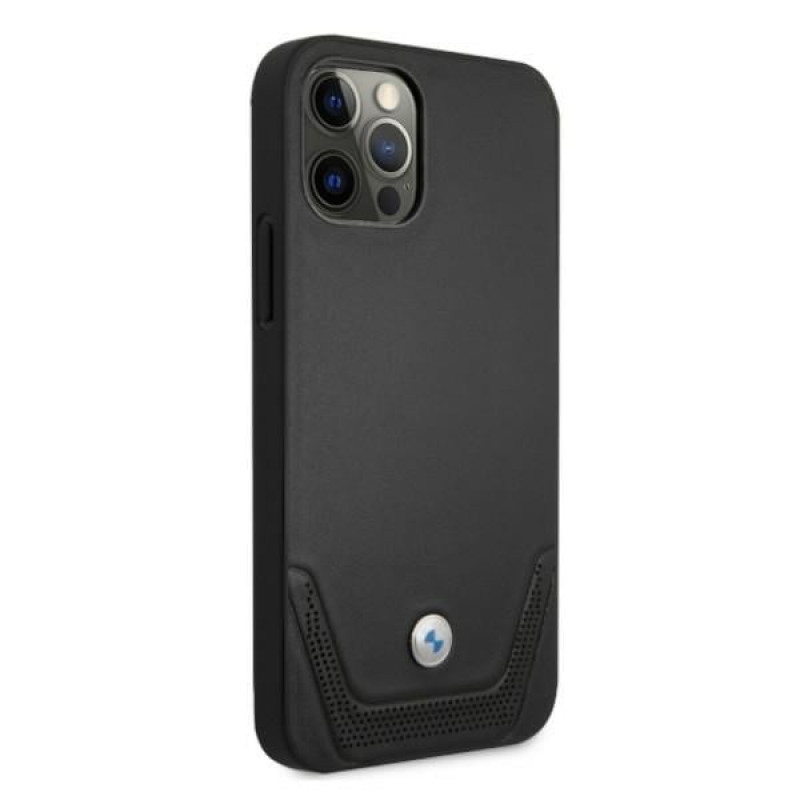 BMW BMHCP12LRSWPK Perforate odinis kietasis dėklas, skirtas Apple iPhone 12 Pro Max, juodas