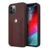 BMW BMHCP12MRSPPR Curve Perforate odinis kietasis dėklas, skirtas Apple iPhone 12 / 12 Pro, raudonas