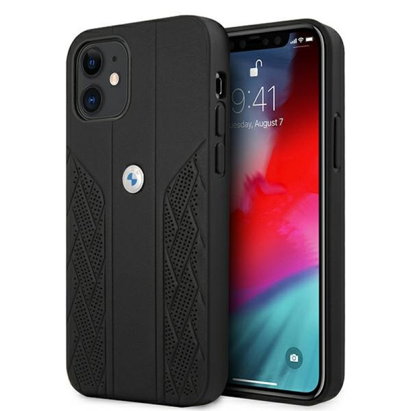 BMW BMHCP12SRSPPK Curve Perforate odinis kietasis dėklas, skirtas Apple iPhone 12 mini, juodas