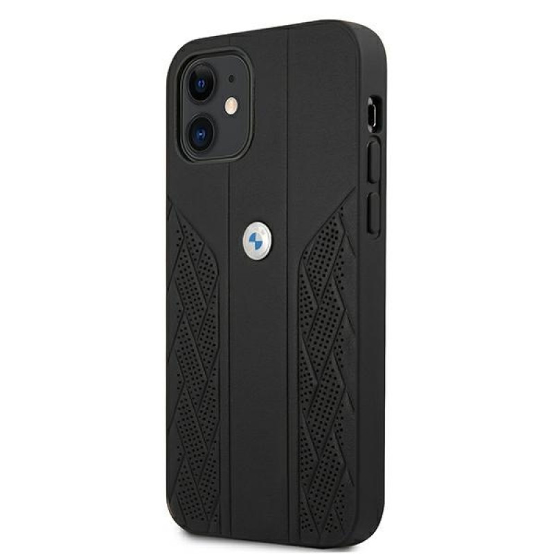 BMW BMHCP12SRSPPK Curve Perforate odinis kietasis dėklas, skirtas Apple iPhone 12 mini, juodas