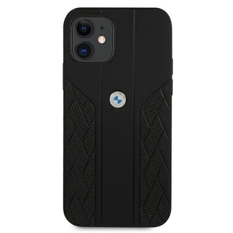 BMW BMHCP12SRSPPK Curve Perforate odinis kietasis dėklas, skirtas Apple iPhone 12 mini, juodas